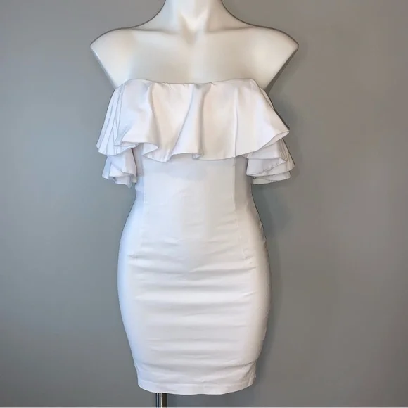 Do+Be Dresses | Do + Be Strapless White Ruffle Bodycon Dress | Color: White | Size: S | Aloraboutique's Closet